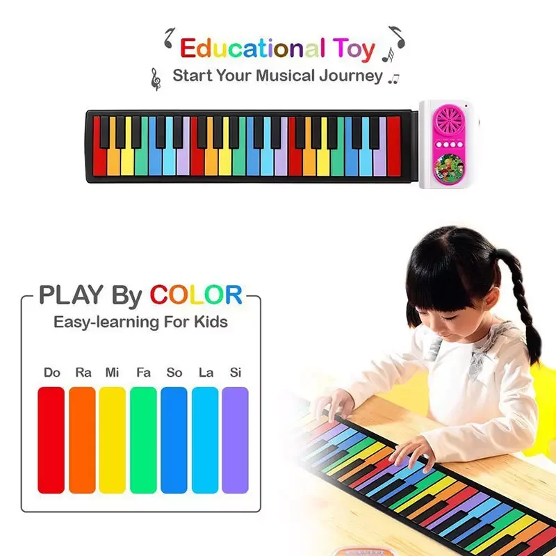 Portable 49 keys roll-up piano silicon rubber soft keyboard with Battery  for kids learning and exercising