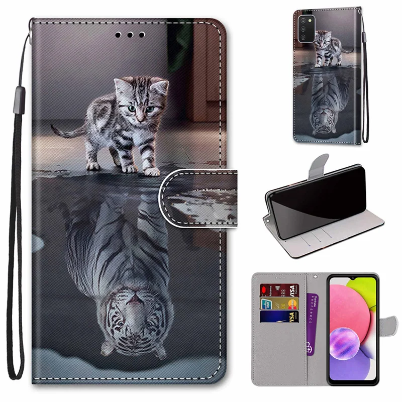 

Pop Cute Cat Tiger Animal Painted Phone Case For Samsung Galaxy A52S A22S A52 A12 A22 A32 A72 A51 A71 A03S A02S A03 Core Case Co