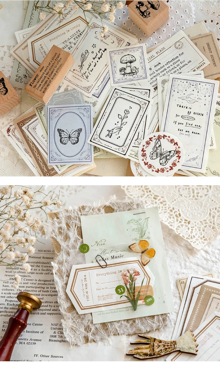 100 Teile/paket Vintage Notizen Material Beschreibbares Papier Perfekt für Journal DIY Scrapbooking Liefert Schreibwaren – Detail 2