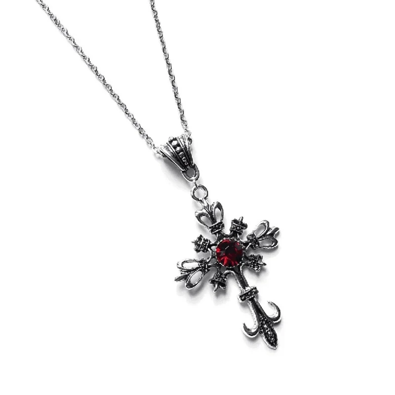 Ornate Silver Gothic Cross Necklace, Gothic Jewelry, Statement Necklace, Cross Pendant, Gift, Classic Goth Necklace,