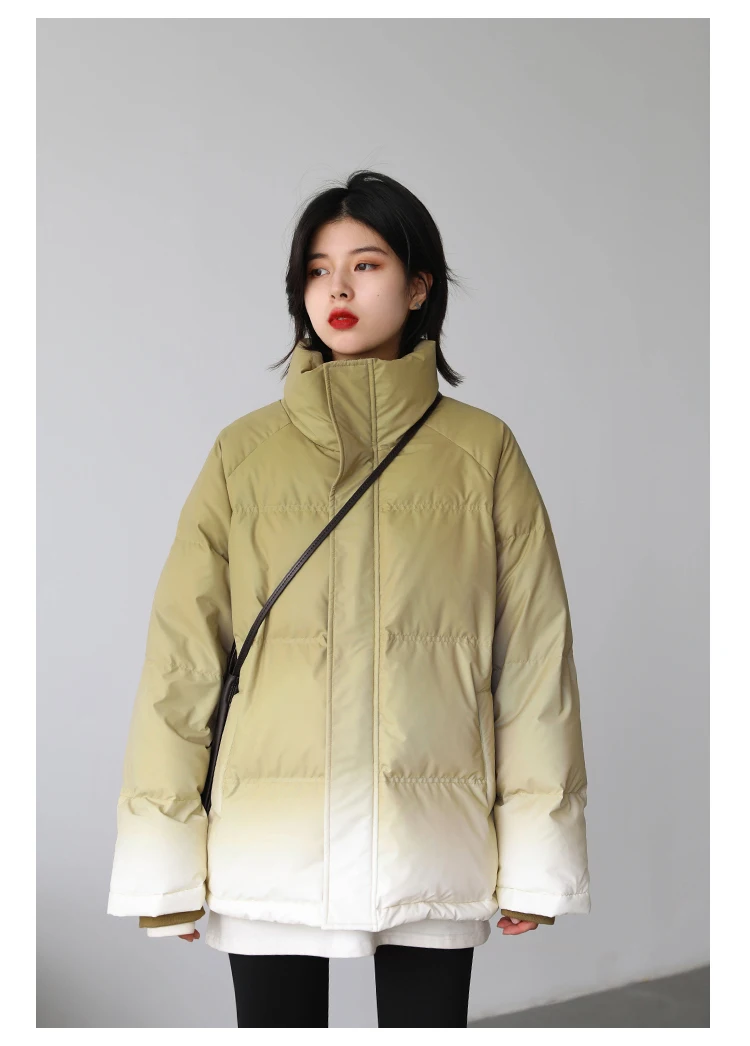 CHIC VEN Women's Down Coat Reflective Gradient Thickened Women Bread Coats 90 White Duck Down Jacket Warm Overcoat Winter 2024