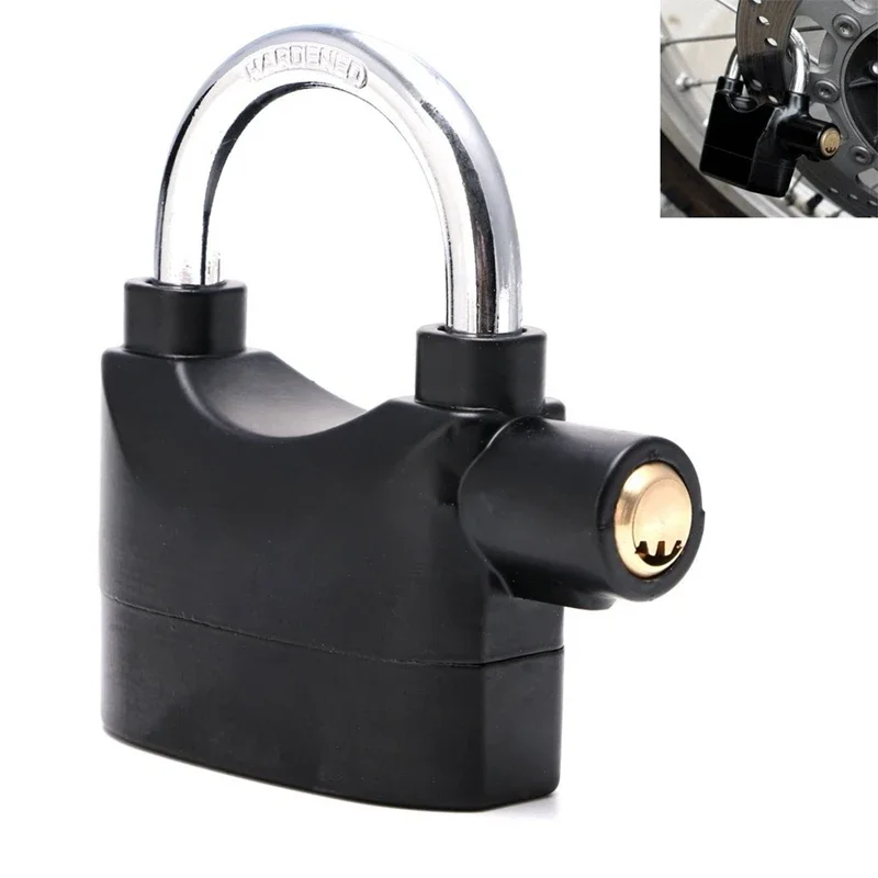 Black Waterproof Siren Alarm Padlock Alarm Lock for Motorcycle Bike Bicycle Perfect Security with 110dB Alarm