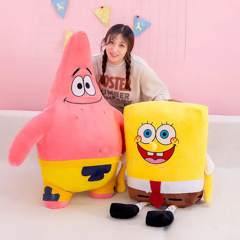 Big Size Cute SpongeBob Patrick Star Plush Toy Very Soft Hug Pillow Stuffed Cartoon Anime Plushies Kawaii Doll Xmas Gifts