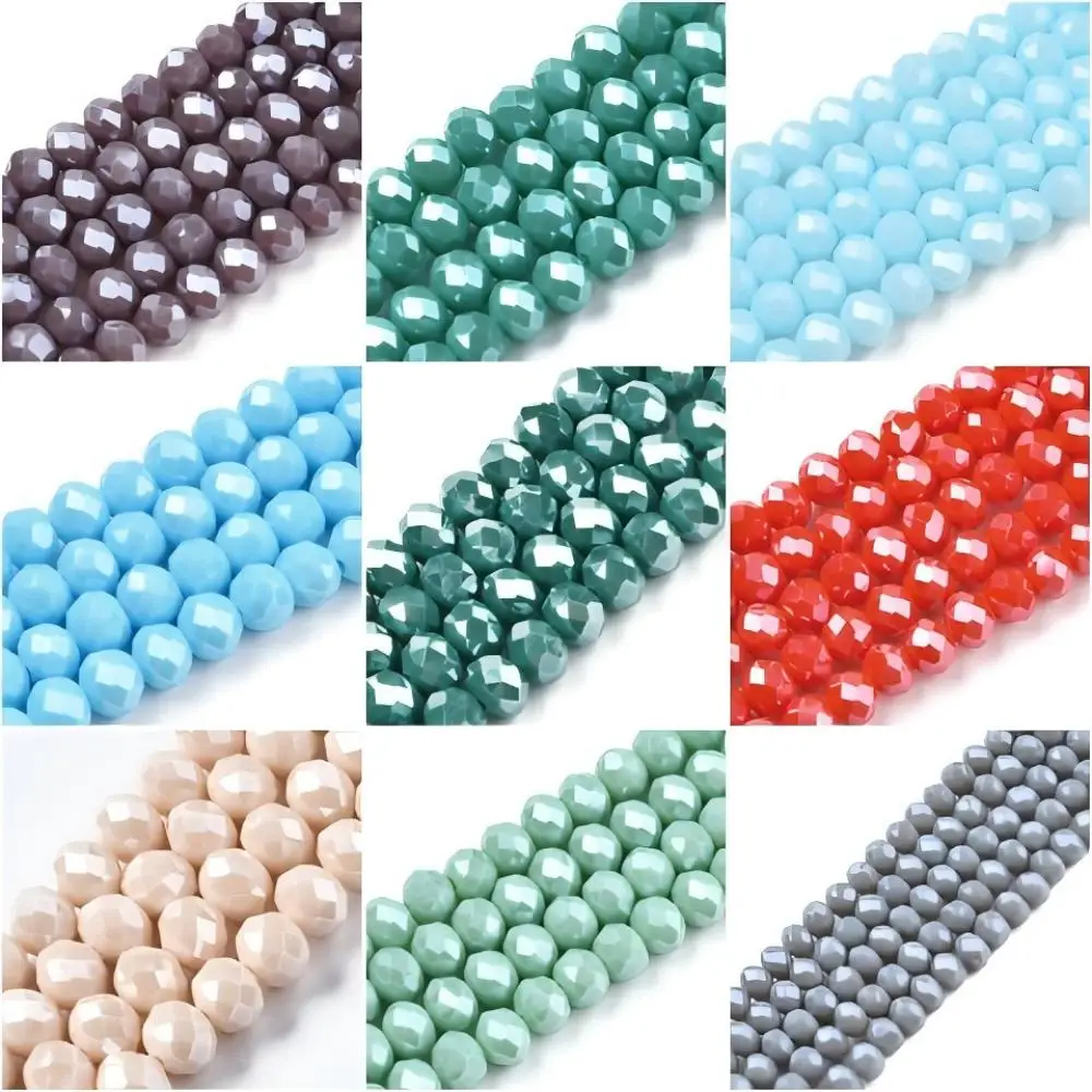 PandaHall 10 Strands Pearl Luster Electroplated Glass Beads Faceted Rondelle for DIY Jewelry Making Necklace Bracelet  Supplies