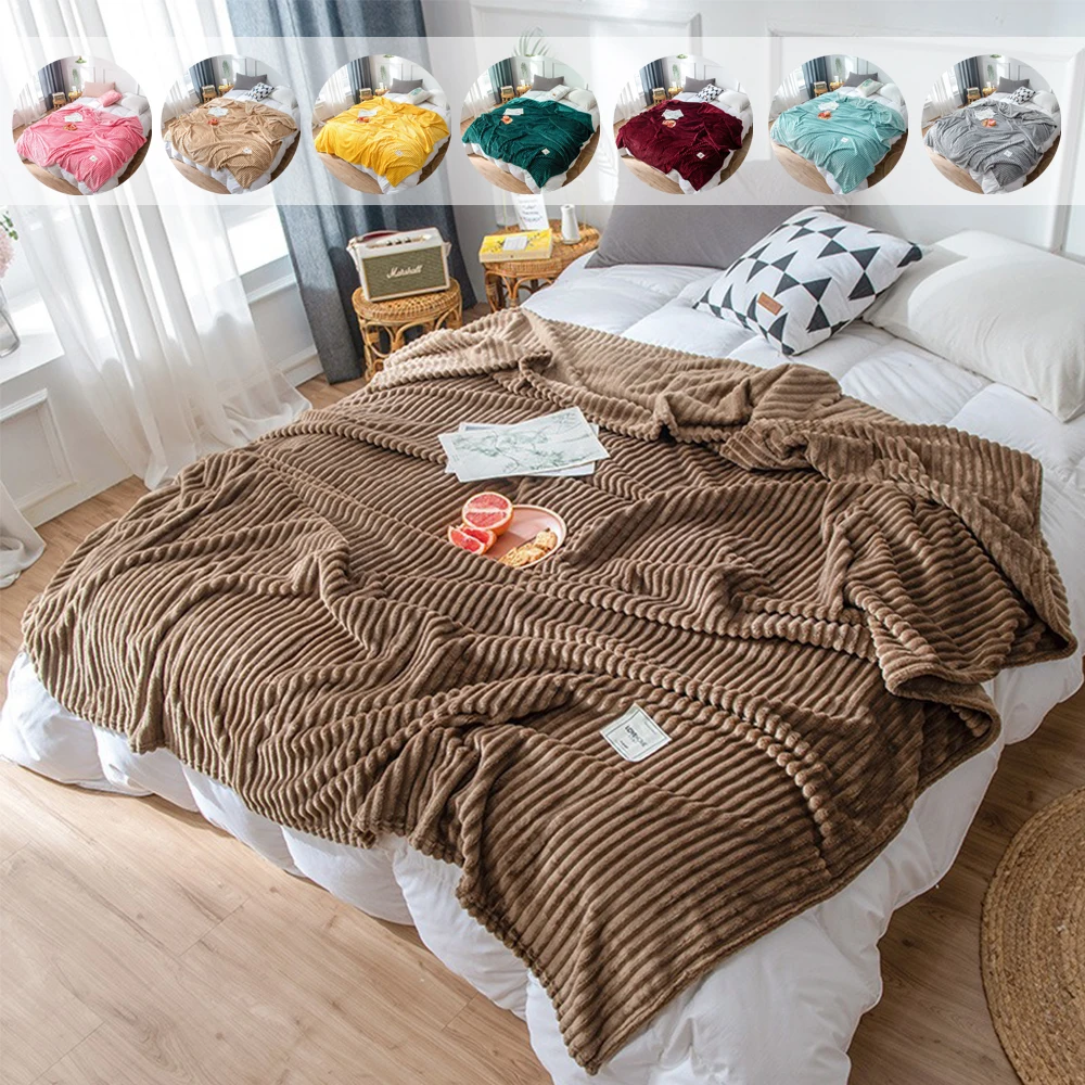 

Solid Color Flannel Fleece Soft Blanket Warm Throw Sofa Cover Bedspread Office Suitable for Beach Travel Cobertores Para Inverno