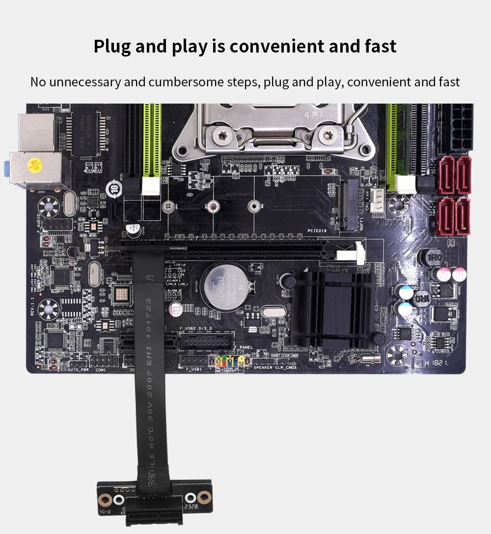 TISHRIC PCIE4.0 3,0 bis 1X/4X bis 4X Riser-Kabel PCIE X1 X4 Verlängerungskabel Dual 90 Grad rechtwinkliger Adapter Hochgeschwindigkeits-Extender – Detail 14