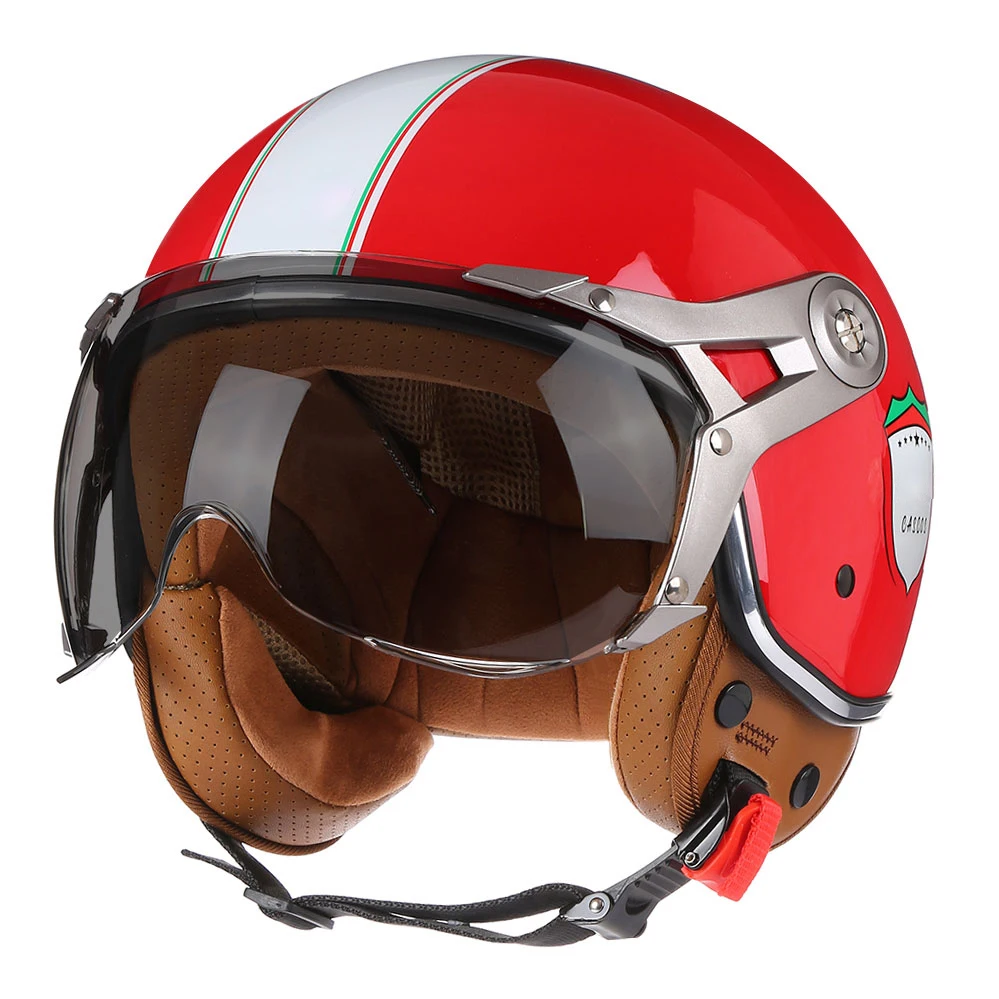 Neue Open Face 3/4 Motorrad Helm Retro Motorrad Helme Vintage Chopper Capacete De Moto Bike Roller Mit Für Männer Frauen DOT