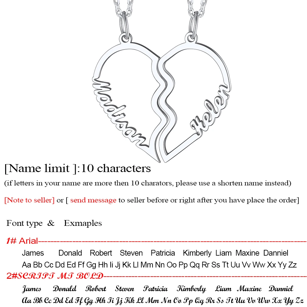 Imagem -03 - Sterling Silver Custom Names Colar Correspondência Coração Pingente Jóias Personalizadas para Casal Bff Dama de Honra Pcs por Conjunto U7-925