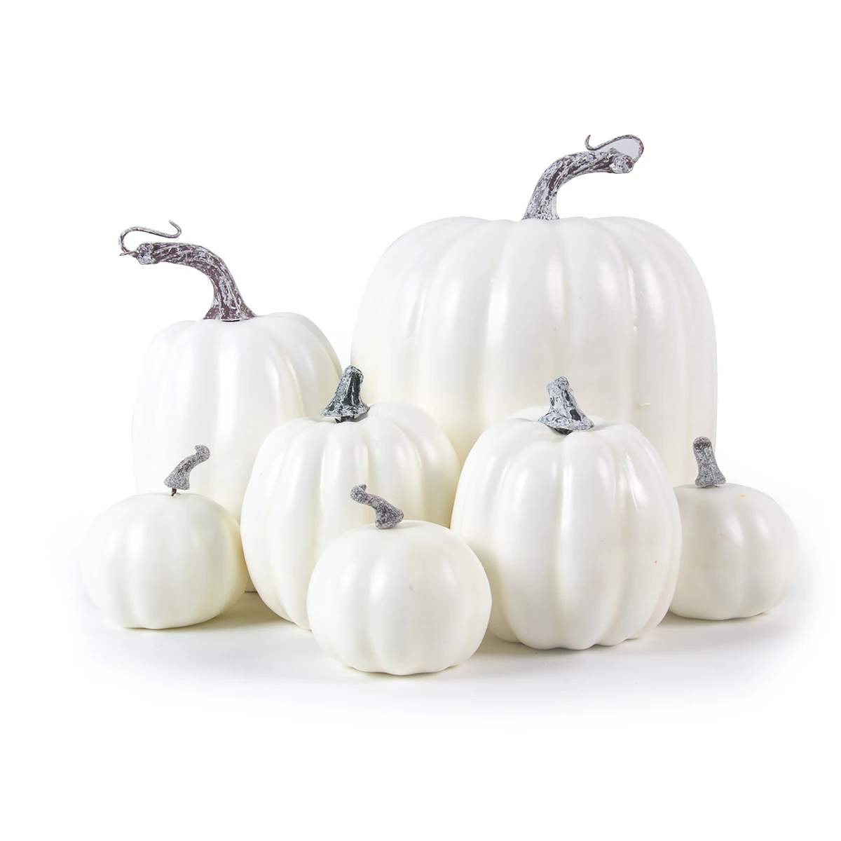 7pcs Artificial Assorted Pumpkins Mini Fake Pumpkins Artificial Vegetables for Halloween Harvest Thanksgiving Party Decorations