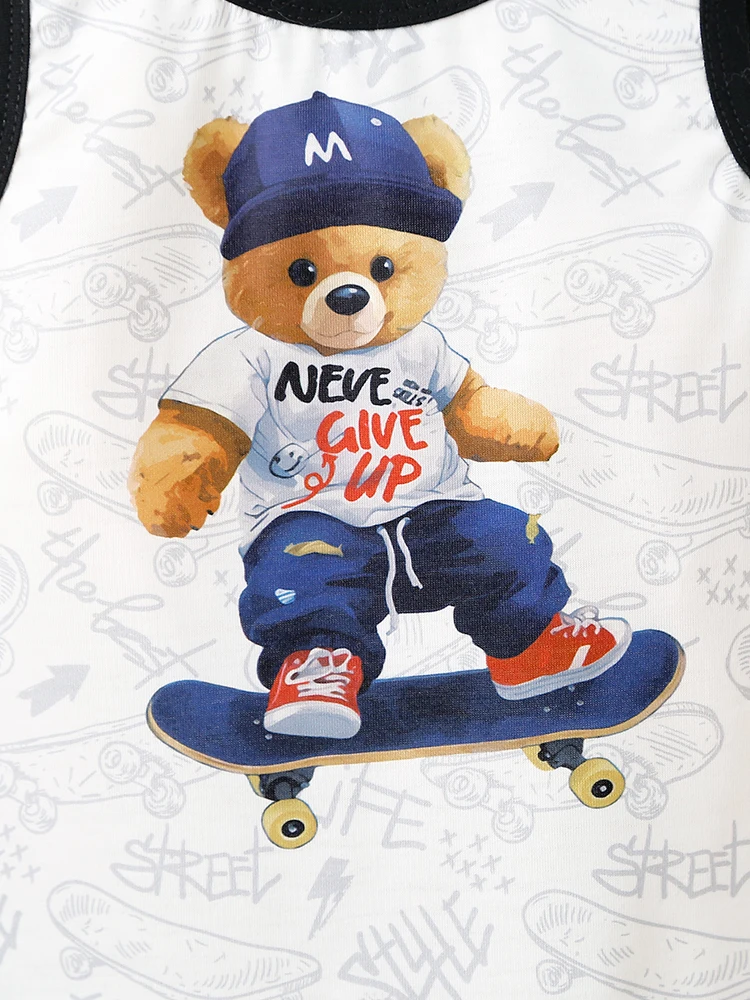 Summer Thin Boys\' Baby Pullover Sleeveless Tank Top Skateboarding Bear Child Accessories