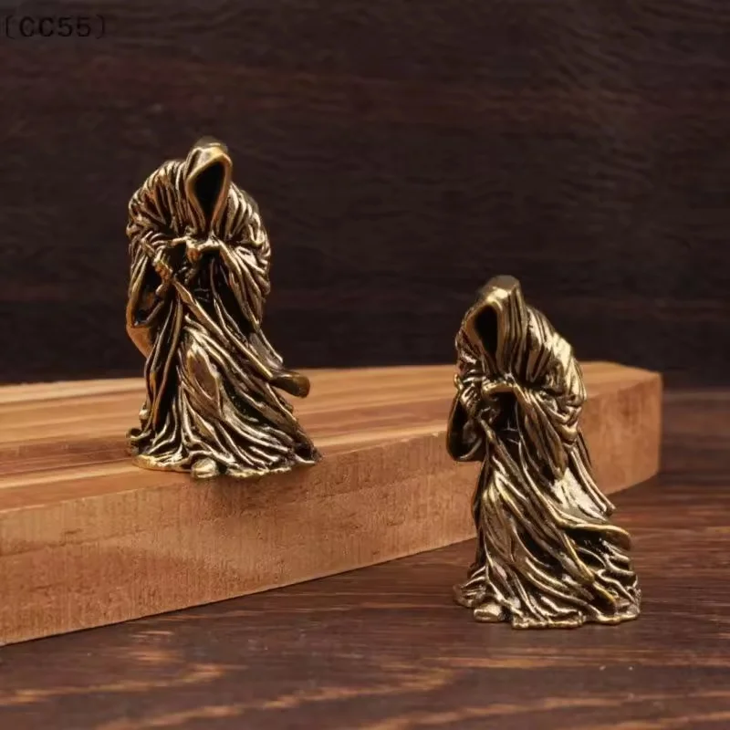

Mini Brass Grim Reaper Figurine Death God Statue Desktop Ornament Home Decoration Craft Halloween Altar Decor