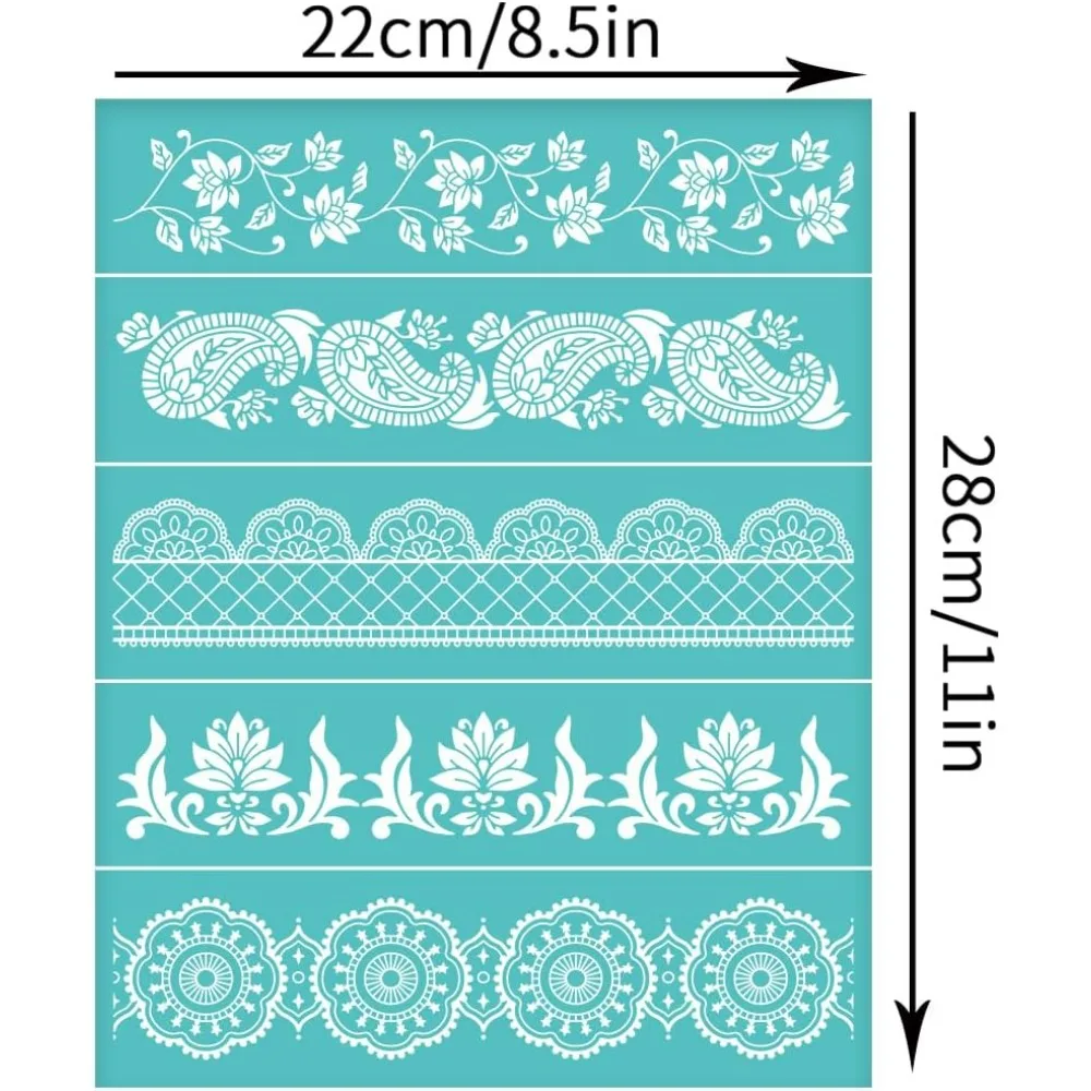 2Pcs 8.6x11 Inch Self-Adhesive Silk Screen Printing Stencil Floral Pattern Mesh Transfers for Painting on Wood DIY T-Shirt