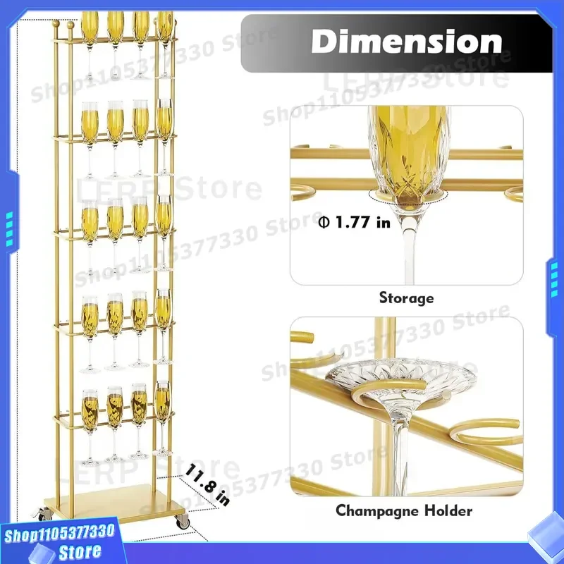 Metal Floor Standing Wine Glass Rack Champagne Goblet Holder Display Stand for Christmas Party Home Bar Storage Organizer