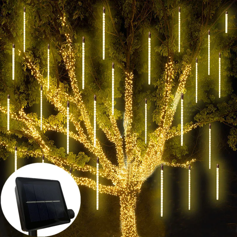 

Christmas Tree Decoration 30/50CM Solar Meteor Shower String Light Holiday Light Garlands LED 8 Tubes Wedding Garden Fairy Light