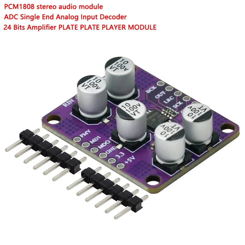 PCM1808 105dB SNR Stereo Audio ADC Single End Analog Input Decoder 24 Bits Amplifier PLATE PLATE PLAYER MODULE
