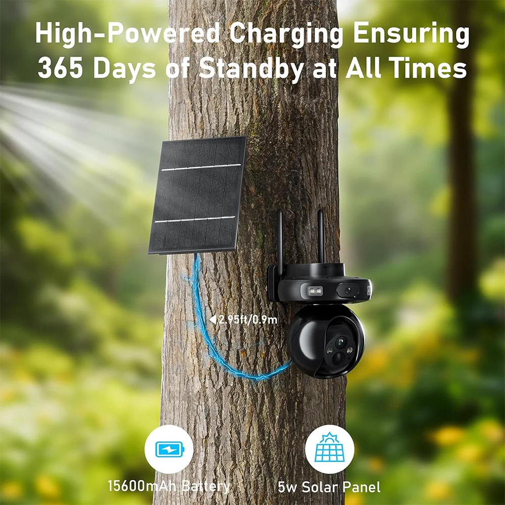 DIDSeth 4G Solar Security Camera UBox 4MP HD Dual 4G 360° PTZ Outdoor CCTV Surveillance with Color Night Vision IP66 Waterproof