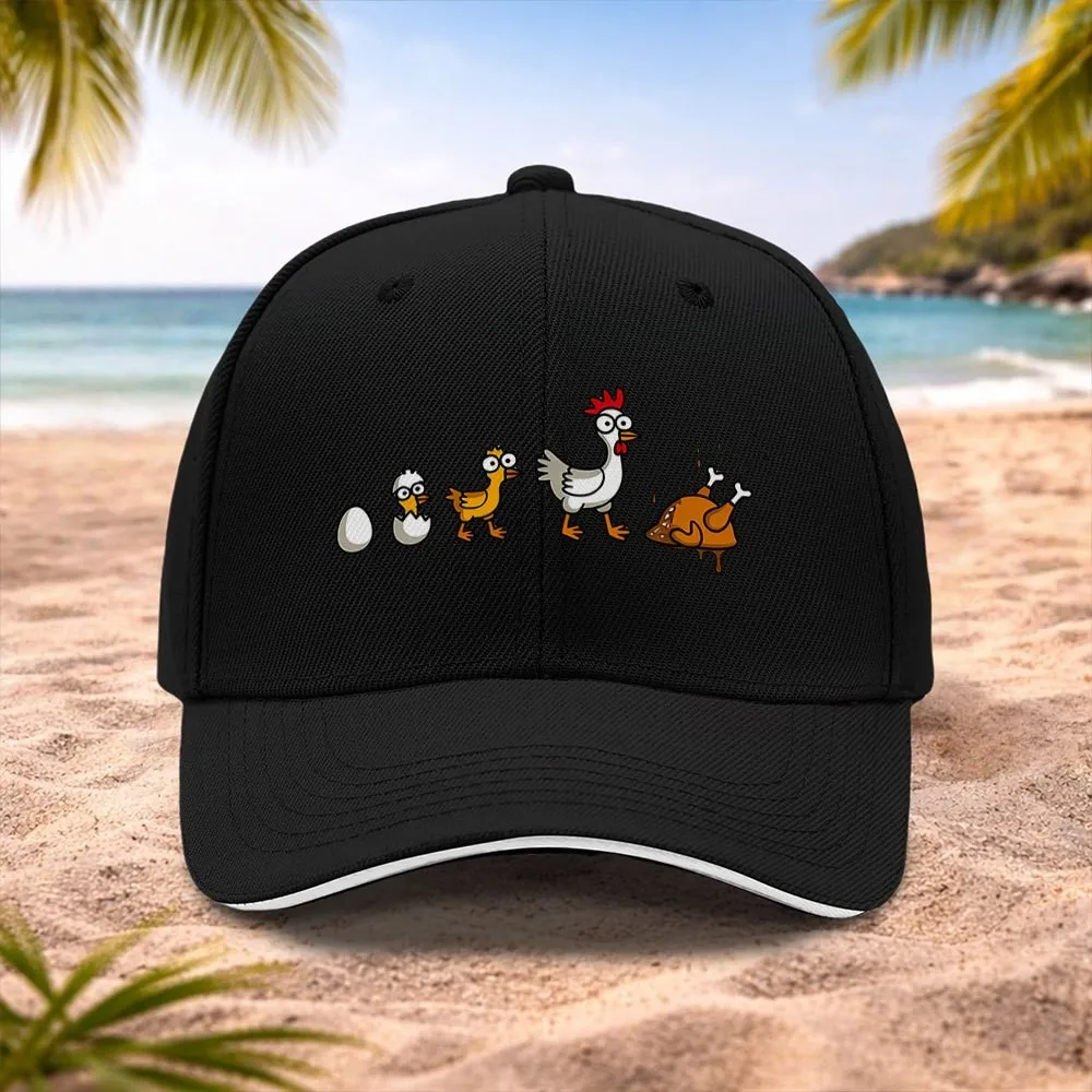 Casquette de baseball avec motif amusant Chicken Evolution, unisexe, pour l'extérieur, à bord incurvé, réglable