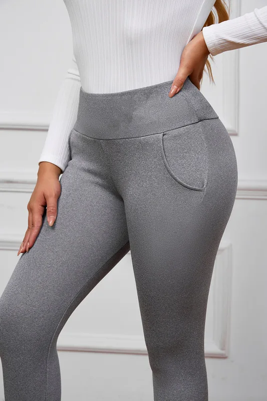 Women High Waisted Warm Leggings with Pockets Thermal Winter Tights Tummy Control Butt Liftting Leggings Fashion Casual Leggings