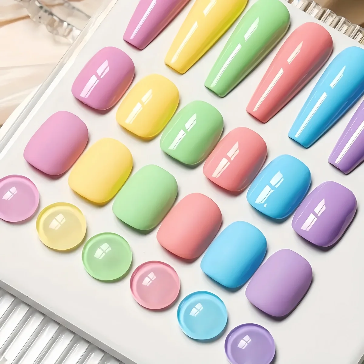 Hassleless 6-Piece Macaron Color Gel Nail Polish Set: Light Peach Pink, Lemon Yellow, Mint Green, Peach Nude Pink, Clear Sky Blue, Light Fragrant Purple, Removable Nail Polish Gel, Beginner Nail Art Set, DIY Home Nail