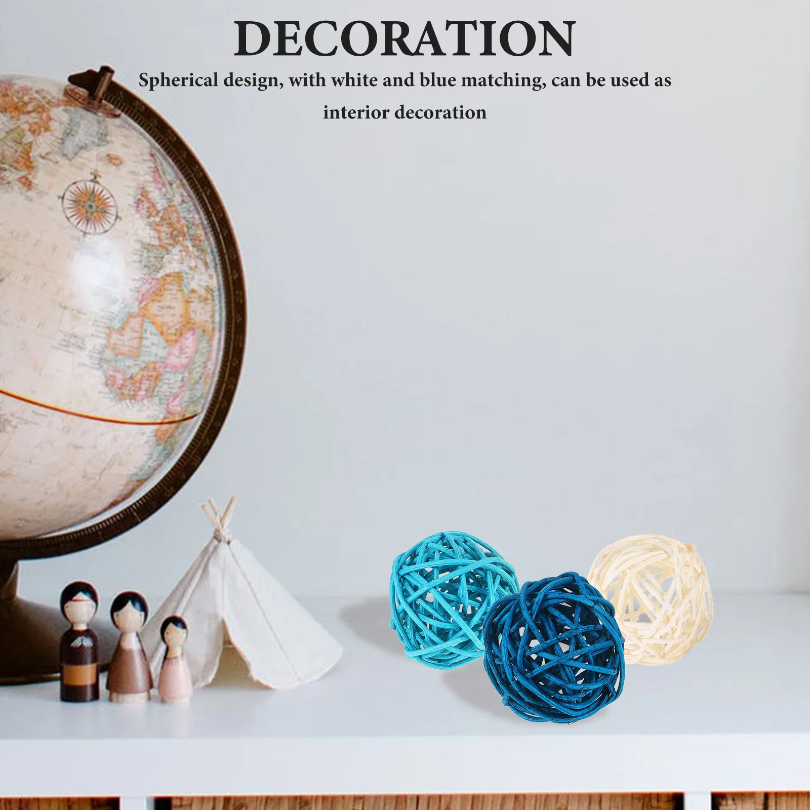 

Natural Aromatherapy Takraw Baby Vase Wicker Rattan Blue Decor for Bedroom
