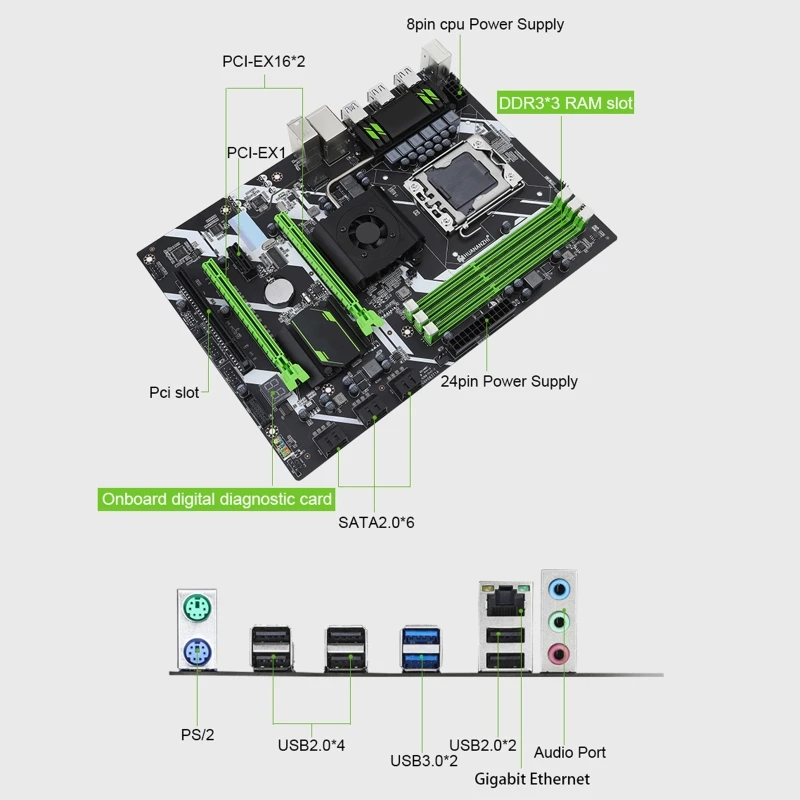 PCI-E 16X Desktop Motherboard X58 DELUXE LGA1366 DDR3x3 48G SATA2.0 1066 1333MHz