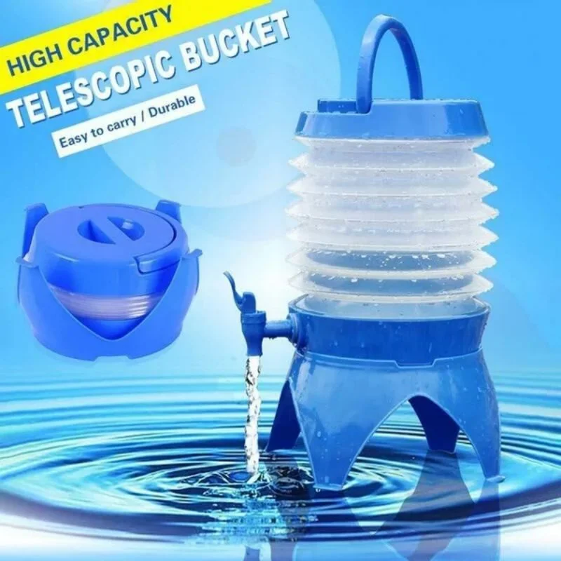 Collapsible Water Container with Spigot Outdoor 3.5/5.5/7.5L/9.5L Water Container Camping Travel Storage Faucet Bucket Tool