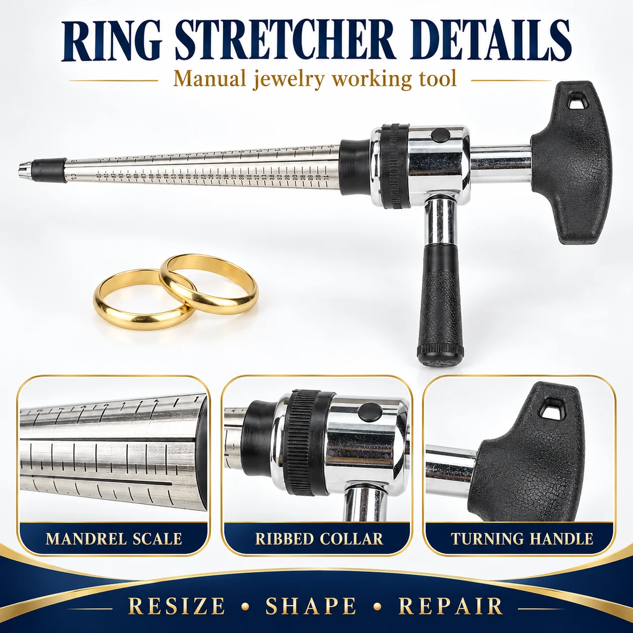 Ring Stretcher Expander for Jewelry Making - Precision Universal Sizing Tool for Resizing Repair DIY Craft Tool Kit jewelry tool