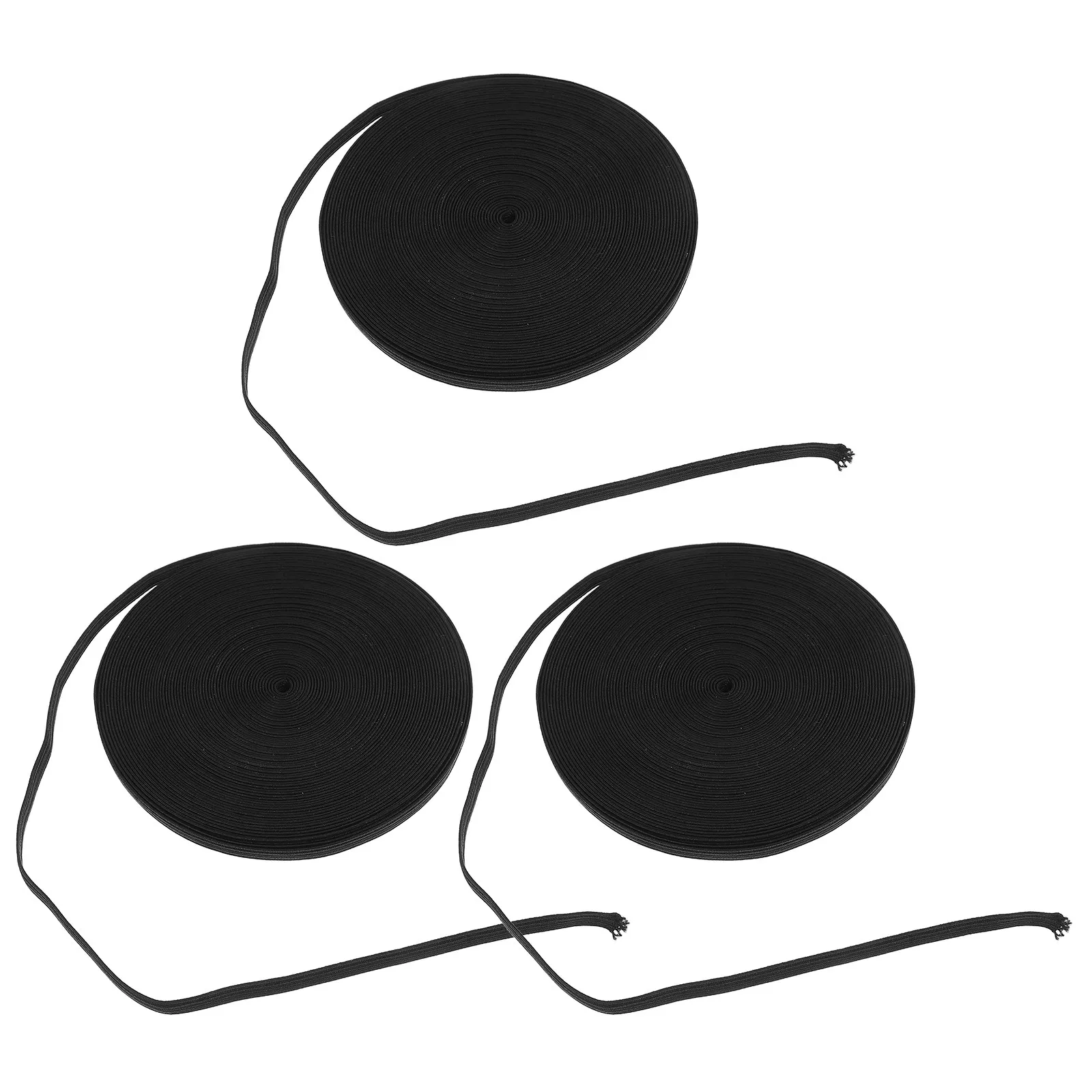 3Pcs Flat Sewing Elastic Band Black Narrow Width High Elasticity Stretch Waistbands for Children Slim Garments Sewing Elastic