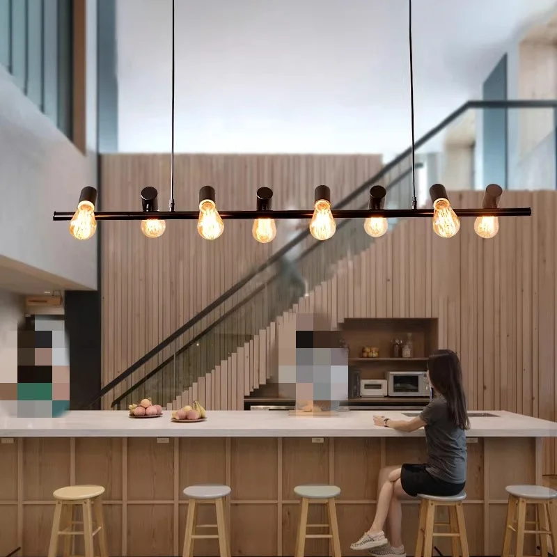 

American restaurant pendant light creative strip light cashier counter coffee shop office pendant light