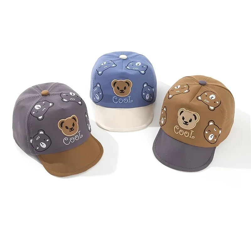 1 Baby-Sonnenhut, bezaubernde, leichte Baseballkappe mit weichem Rand für Säuglinge und Kleinkinder, niedliches Cartoon-Bären-Design – Detail 11