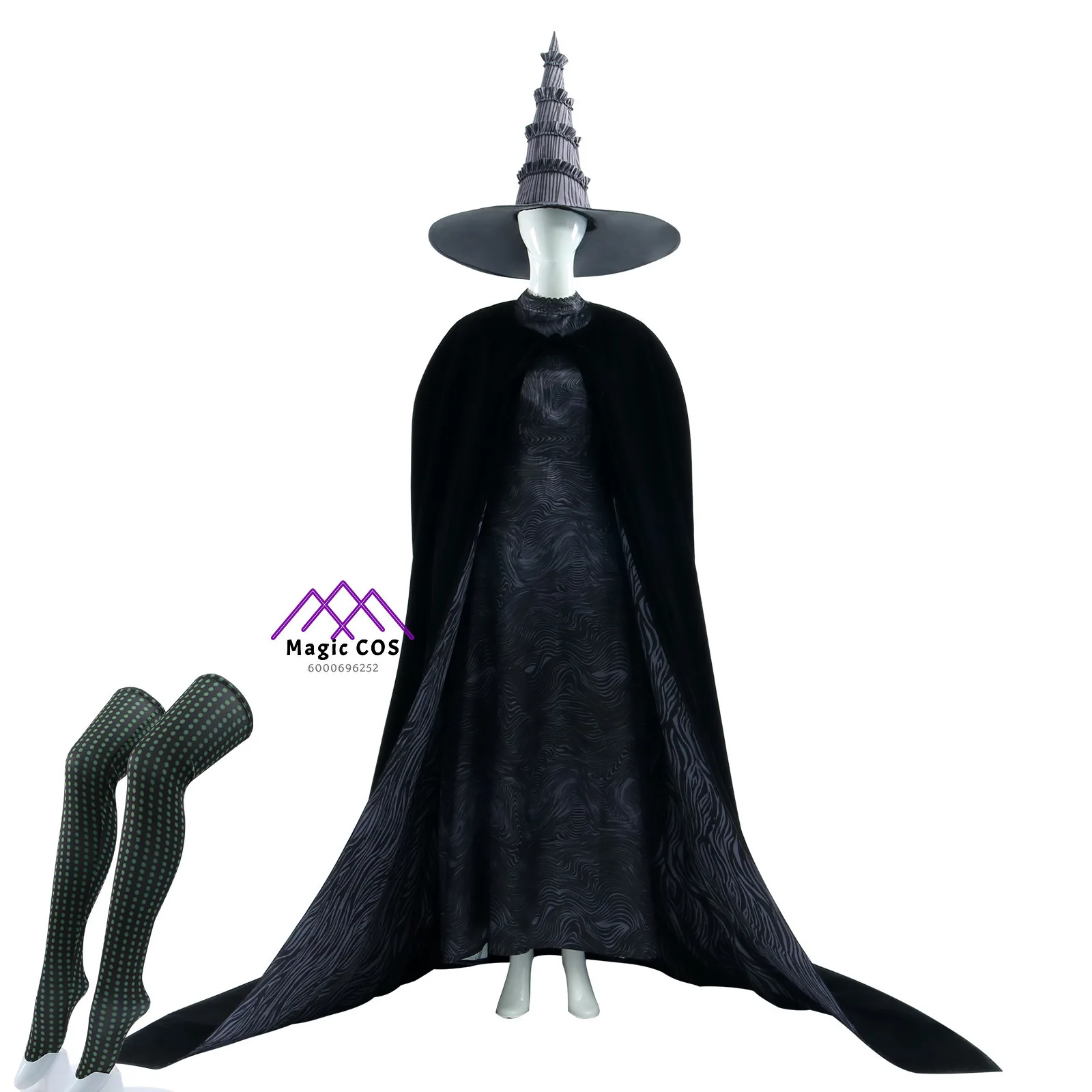 Comic Con Wicked Cosplay Costumes Elphaba Clothes for Women Halloween Party Role-playing Black Dress with Hat Full Set Anime