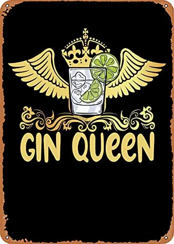 

Винтажный металлический знак с принтом Gin Queen, 8x12 дюймов