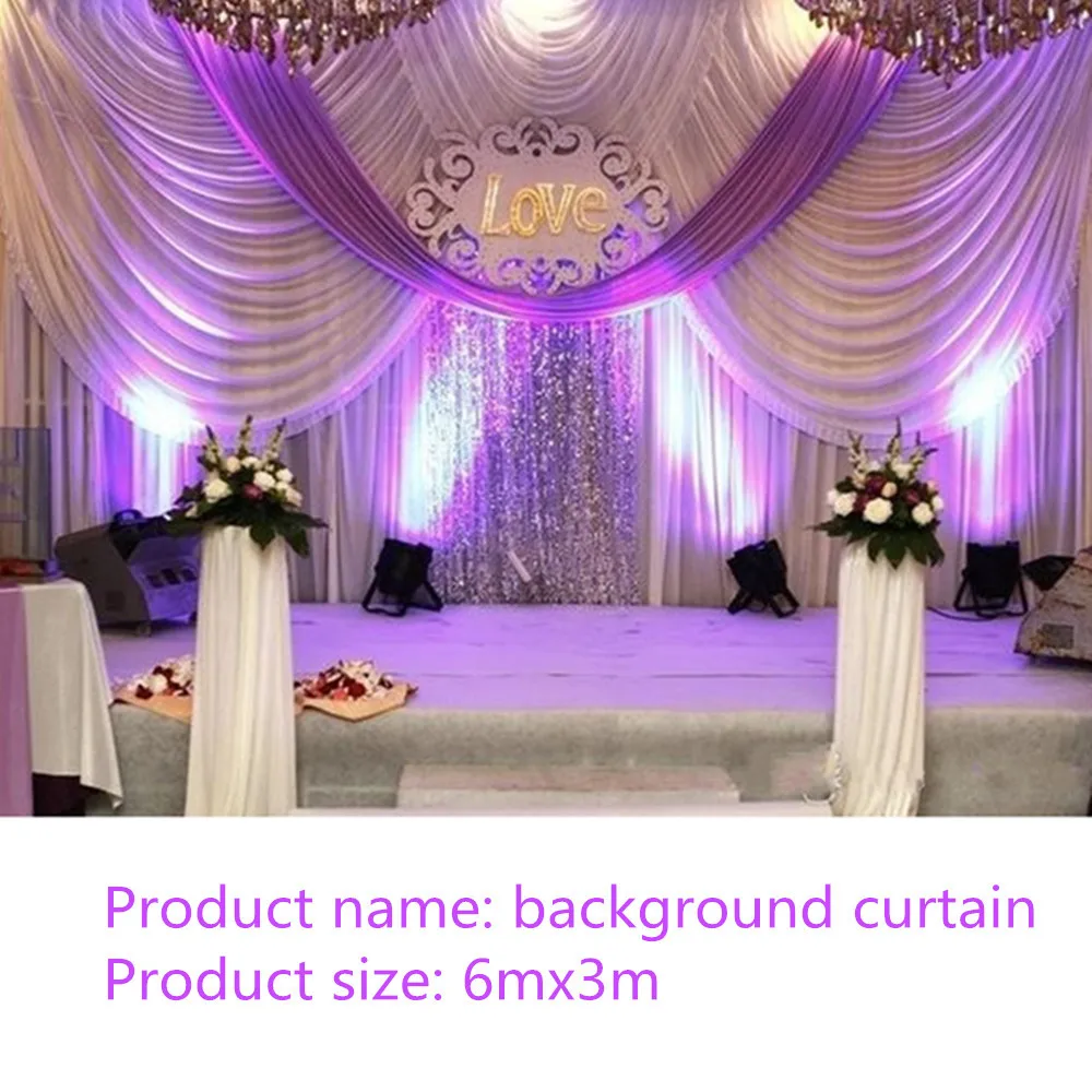 White Wedding Backdrop Curtain With Swags 10ftx20ft  3mx6m Romantic Wedding Stage Backdrops Decoration