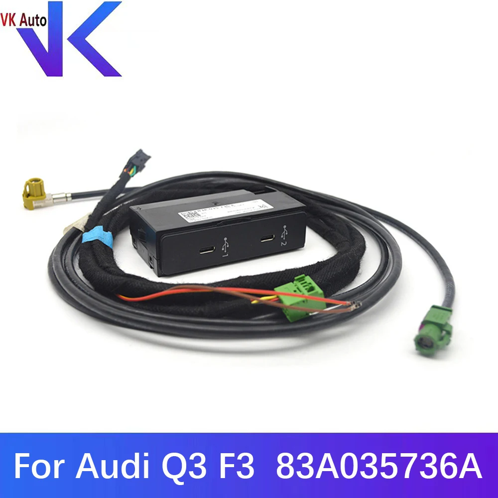 For Audi Q3 F3 Audio CarPlay AMI Type-C & Type-C Music Smartphone Interface AUX Plug Cable wire Harness 83A 035 736 A 83A035736A