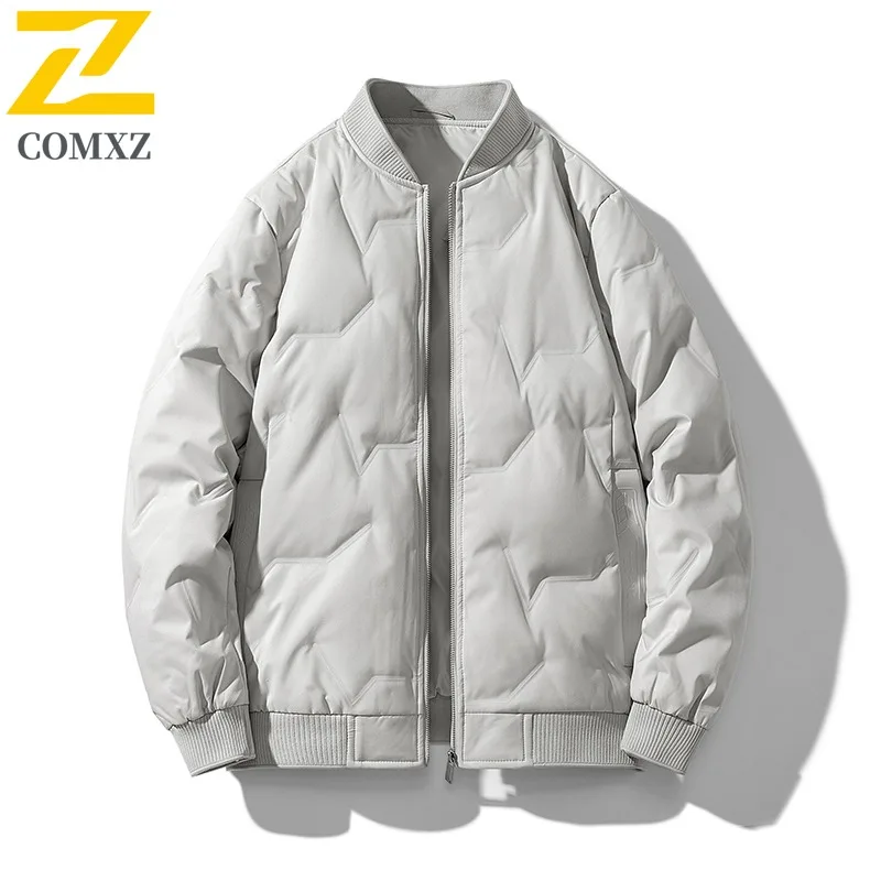 

COMXZ Men Parker Coat 2025 Casual Top Ski Travel Lightweight Simple New Hiking Cotton-Padded Jacket Loose Street Puffer Jacket