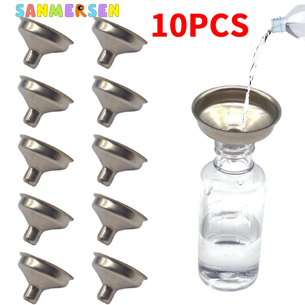 10Pcs Mini Funnels Stainless Steel Model Paint Pour Liquid Funnel Perfume Dispensing Bottles Refilling Funnels DIY Accessories