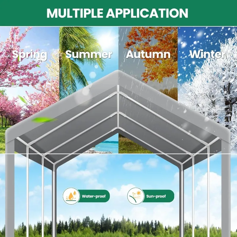 مظلة Carport 12x20 جراج محمول عالي التحمل 2.0، مظلة سيارة، ترقية خيمة السيارة مقاومة للماء والأشعة فوق البنفسجية مع مدمج