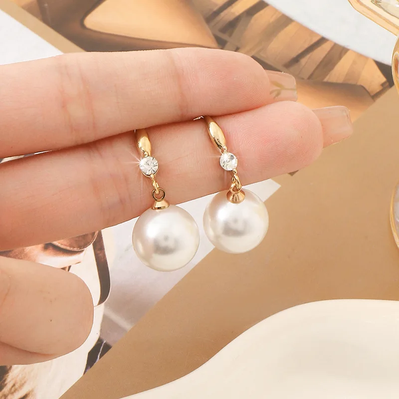 Jewelry for Women round Pearl Earrings for Women Red White Earrings Wedding Engagement Valentines Day Gift