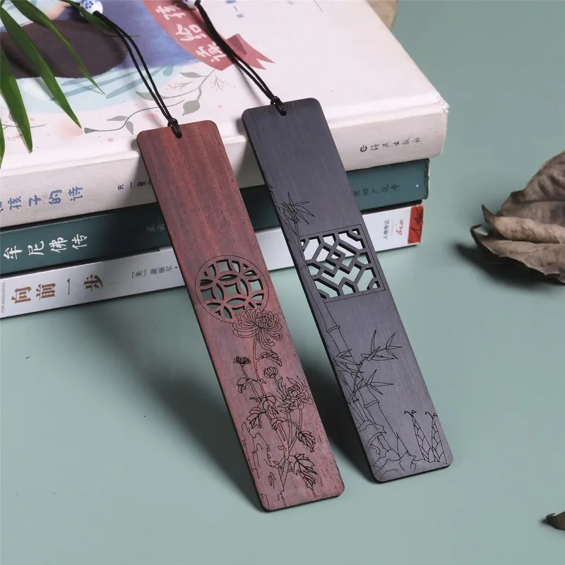 Chinese Style Wooden Bookmark Retro Carving Mahogany Book Mark Student Office Writing Supplies School Kid Stationery Accessories