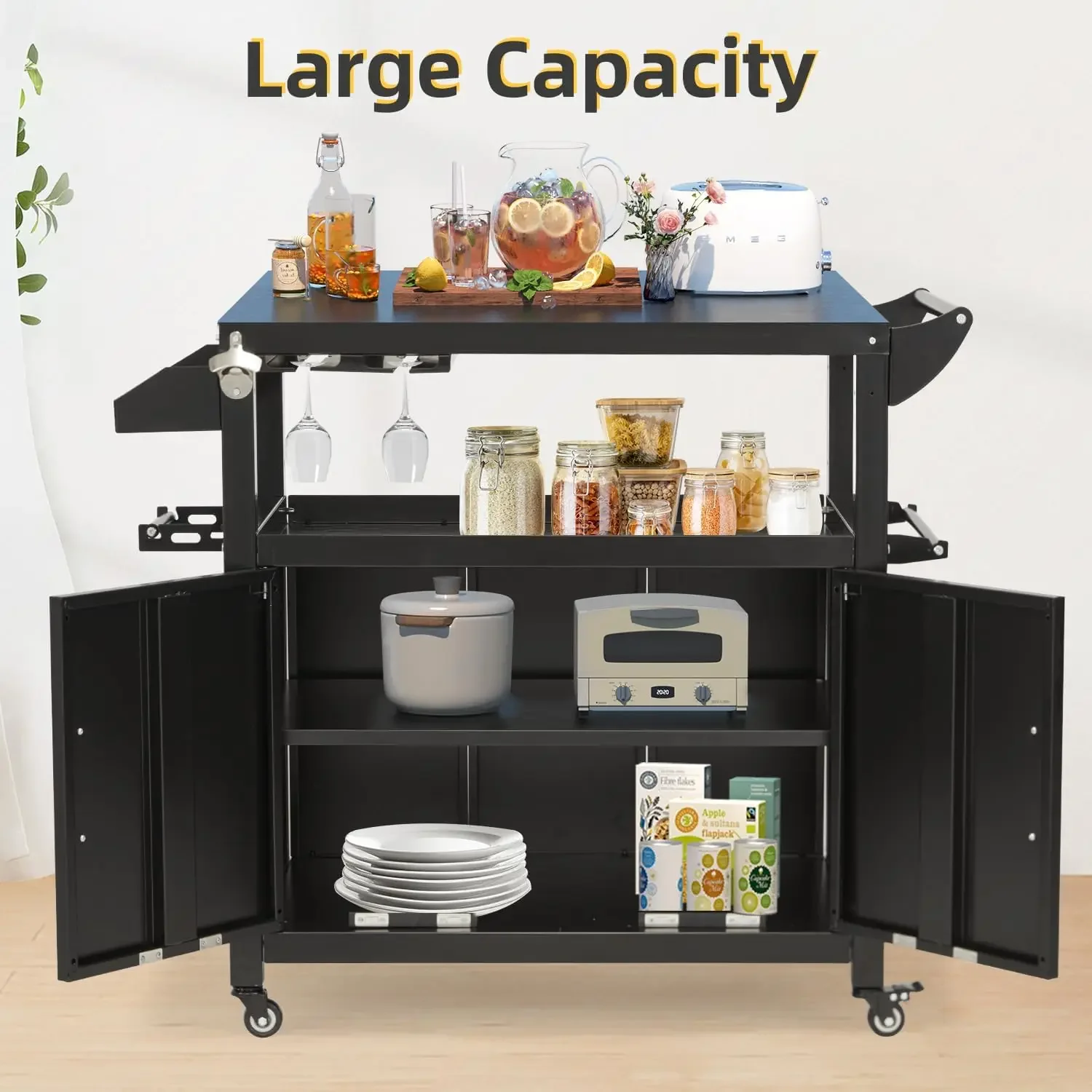 Outdoor Grill Cart Kitchen Storage Cabinets Island With Wheels Buffet Prep Tables For Outside Steel Bbq Bar Carts For Patio