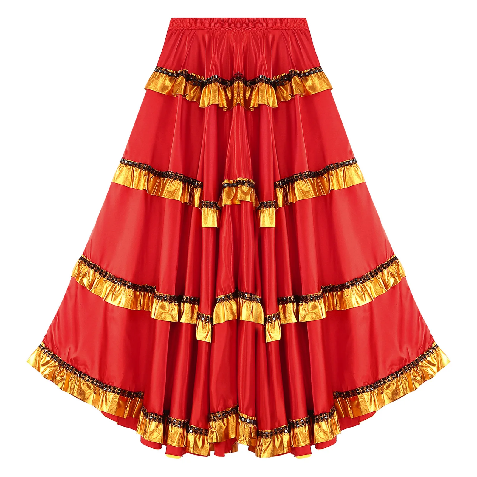 Jupe de danse Flamenco pour femmes, ourlet à plusieurs niveaux espagnol, jupes de danse de salle de bal, Tango, Costume de spectacle sur scène de carnaval