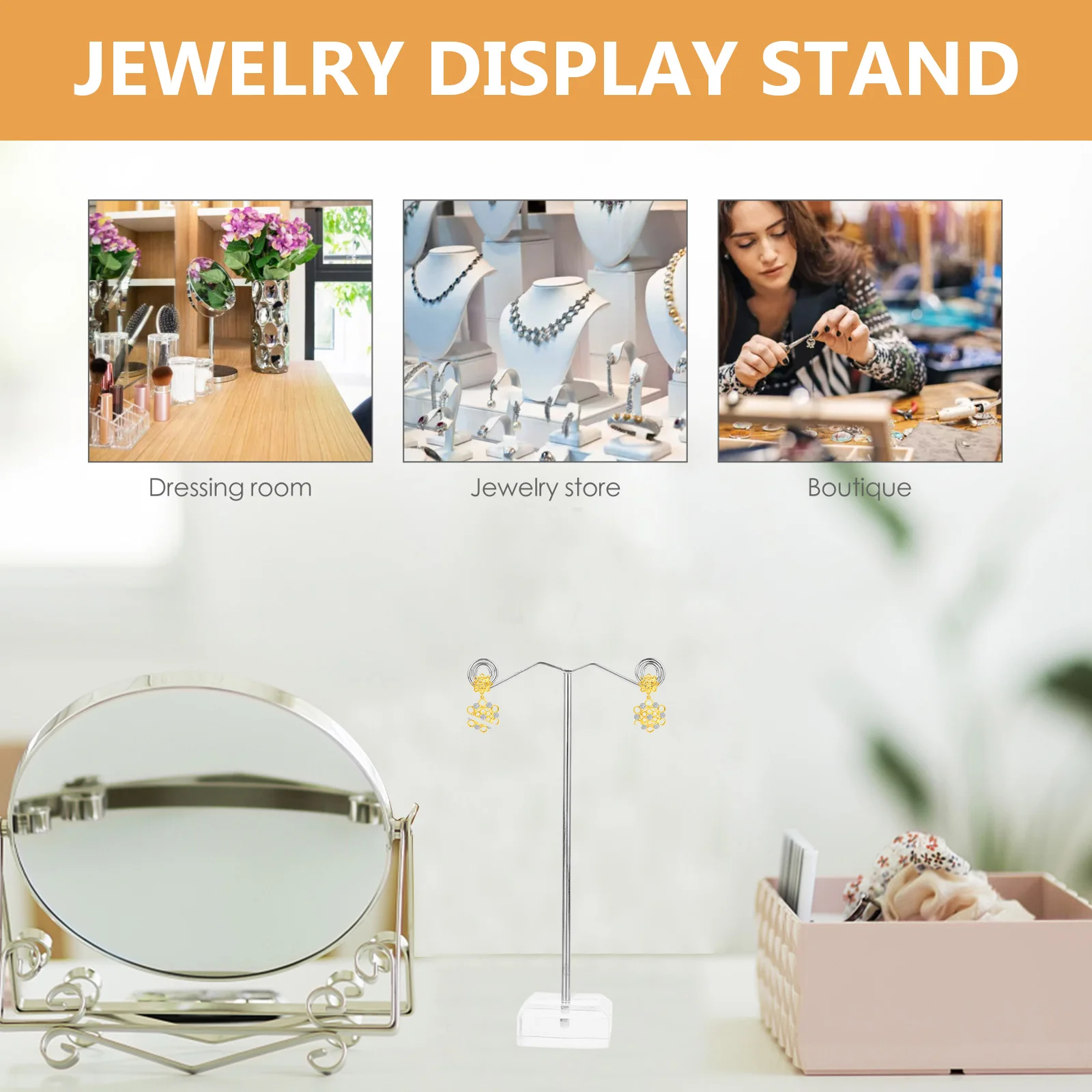 

3 Pcs Jewelry Rack Display Shelf Earring Holder for Selling Earrings Organizer Tray