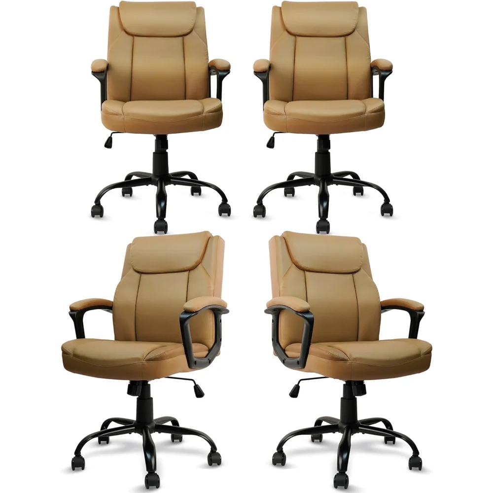 

Brown Office Computer Chair PU Leather Executive Swivel Adjustable Height Chairs