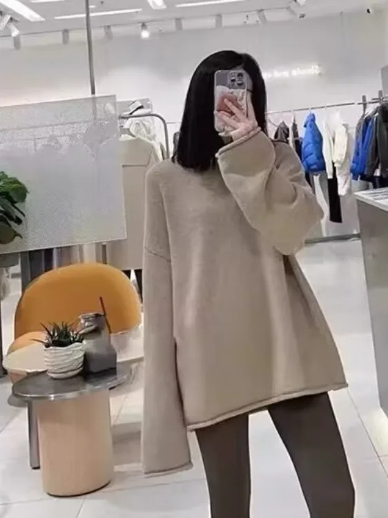 

2025 New Lazy Sle Thiened Mid-Length Knitted Sweater Women's Autumn Winter Base Layer irt Outerwear Comfortable Fit Lon...