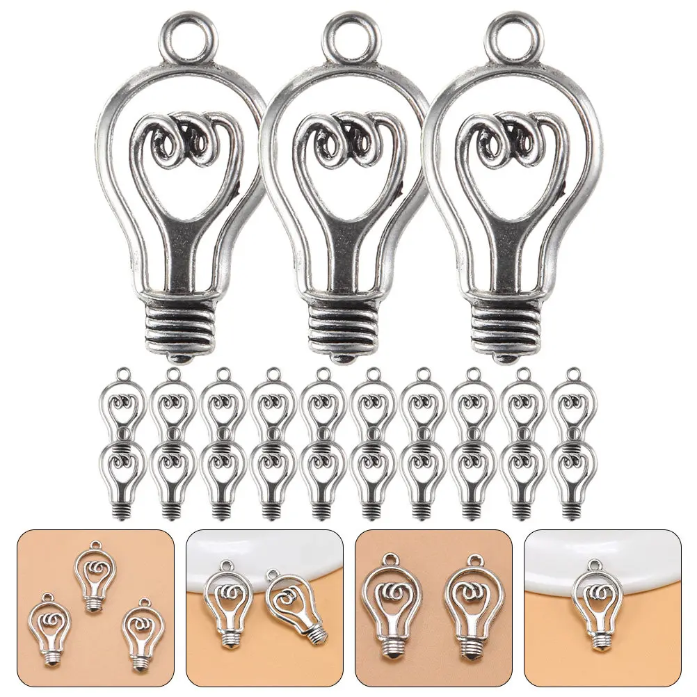 100 pcs Light Bulb Charms for Necklace DIY Jewelry Making – Alloy Pendant Charms Bulk Pack