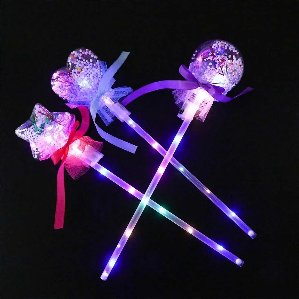 Kids Toy Star Love Heart Luminous Toys Fairy Flashing Wands Rave Toy Light-up Magic Ball Wand LED Magic Fairy Stick Glow Stick