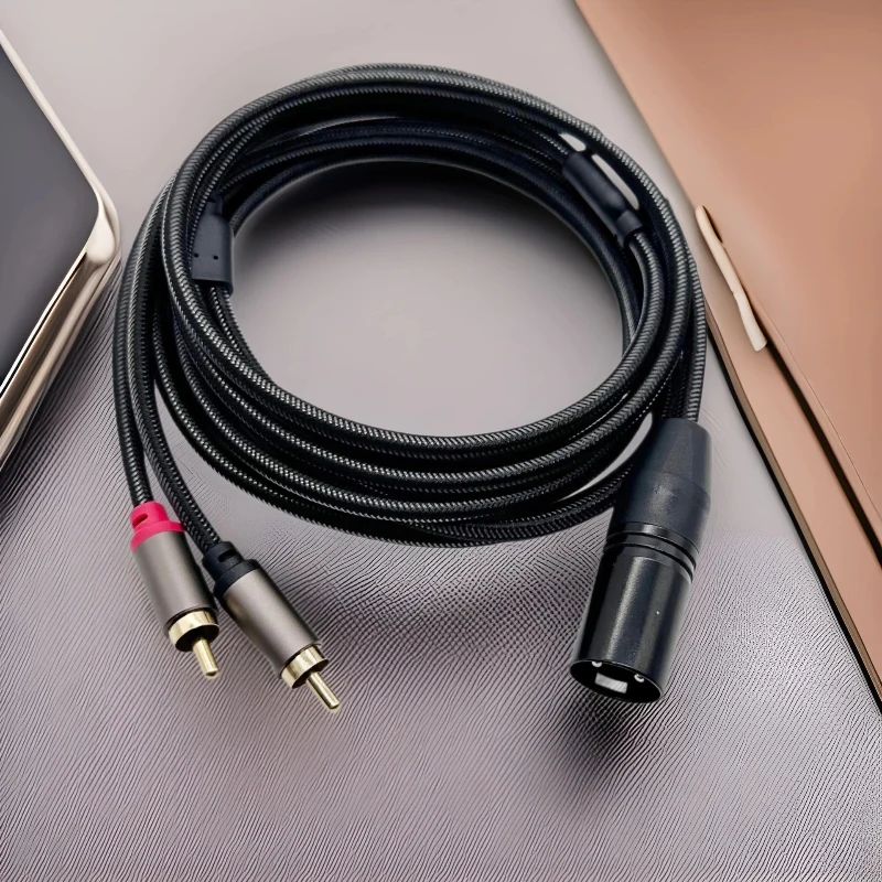 Stereo Audio Cable 2RCA Male to XLR Male 2RCA to XLR 1.8m Length for Speakers Microphones Amplifiers DVD Players DJ Controllers