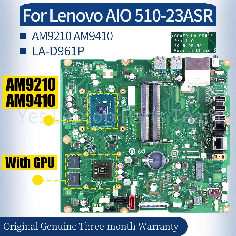 

LA-D961P For Lenovo AIO 510-23ASR Mainboard 00UW373 00UW352 11S00UW352ZZZ 00UW355 AM9210 AM9410 All-in-one Laptop Motherboard