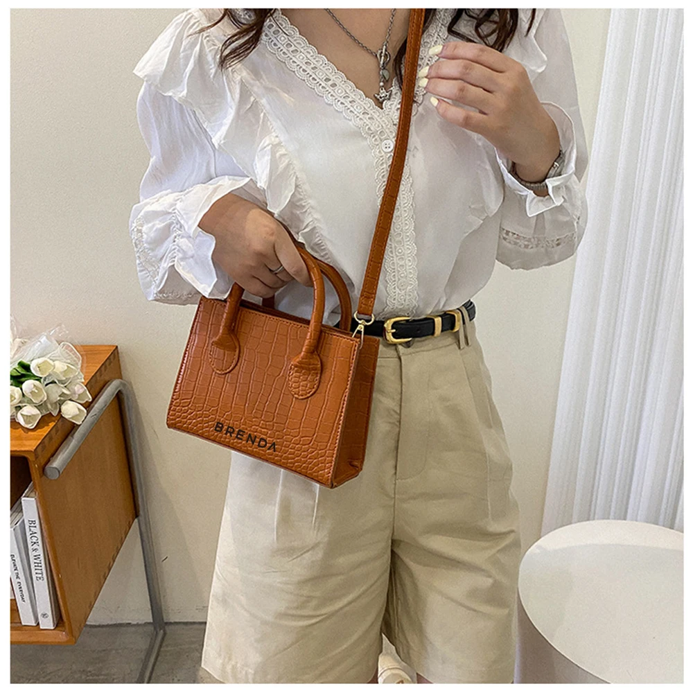 Personalised Name Custom Handbag Birthday Gift For Her Simple Style Small Shoulder Retro Solid Color Handbag Fashion Design Bag