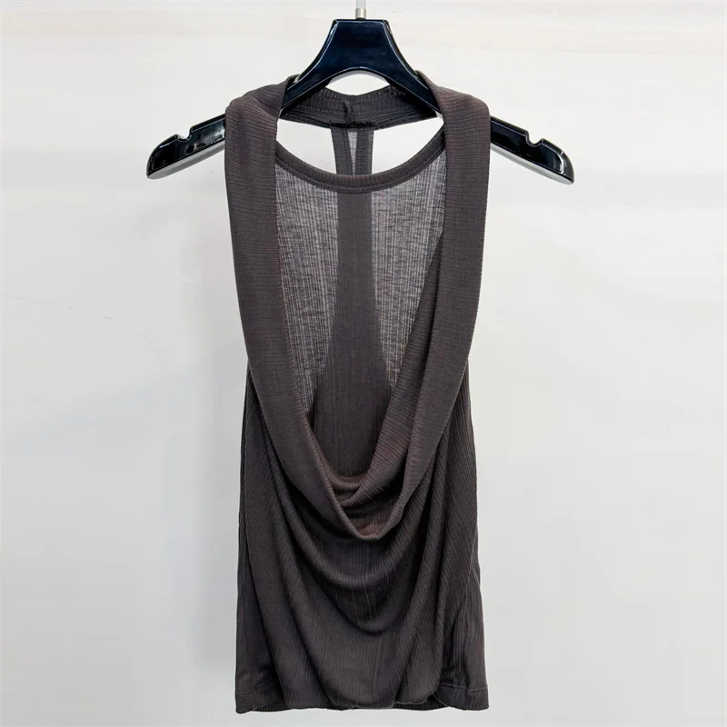 Women's vest New elastic knitted slim fit sleeveless top for summer 2026 Sexy backless women's corset women's t-shirt tanks top
